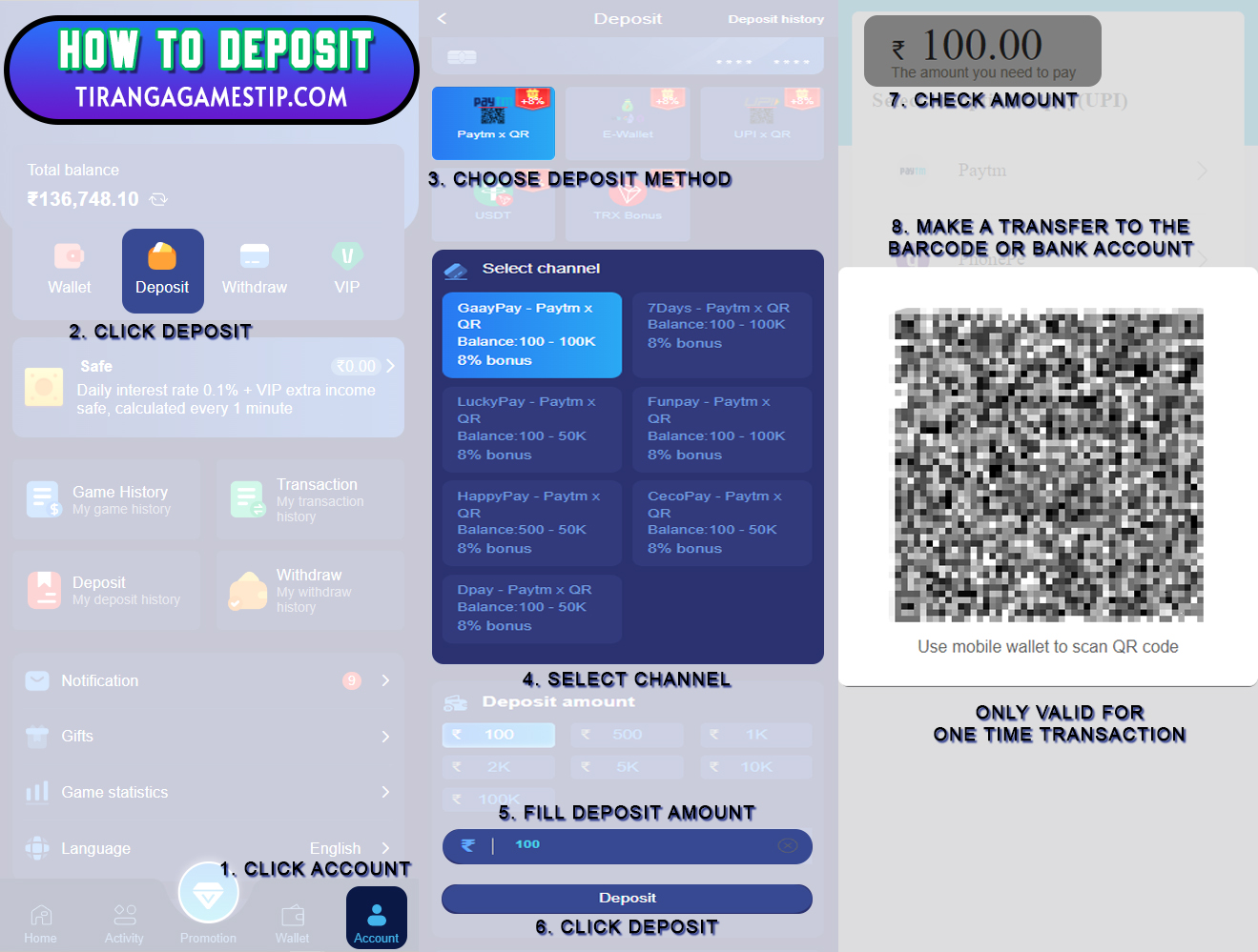 Tiranga Game How To Deposit 